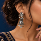 Elephant Oxidised Silver Statement Earrings