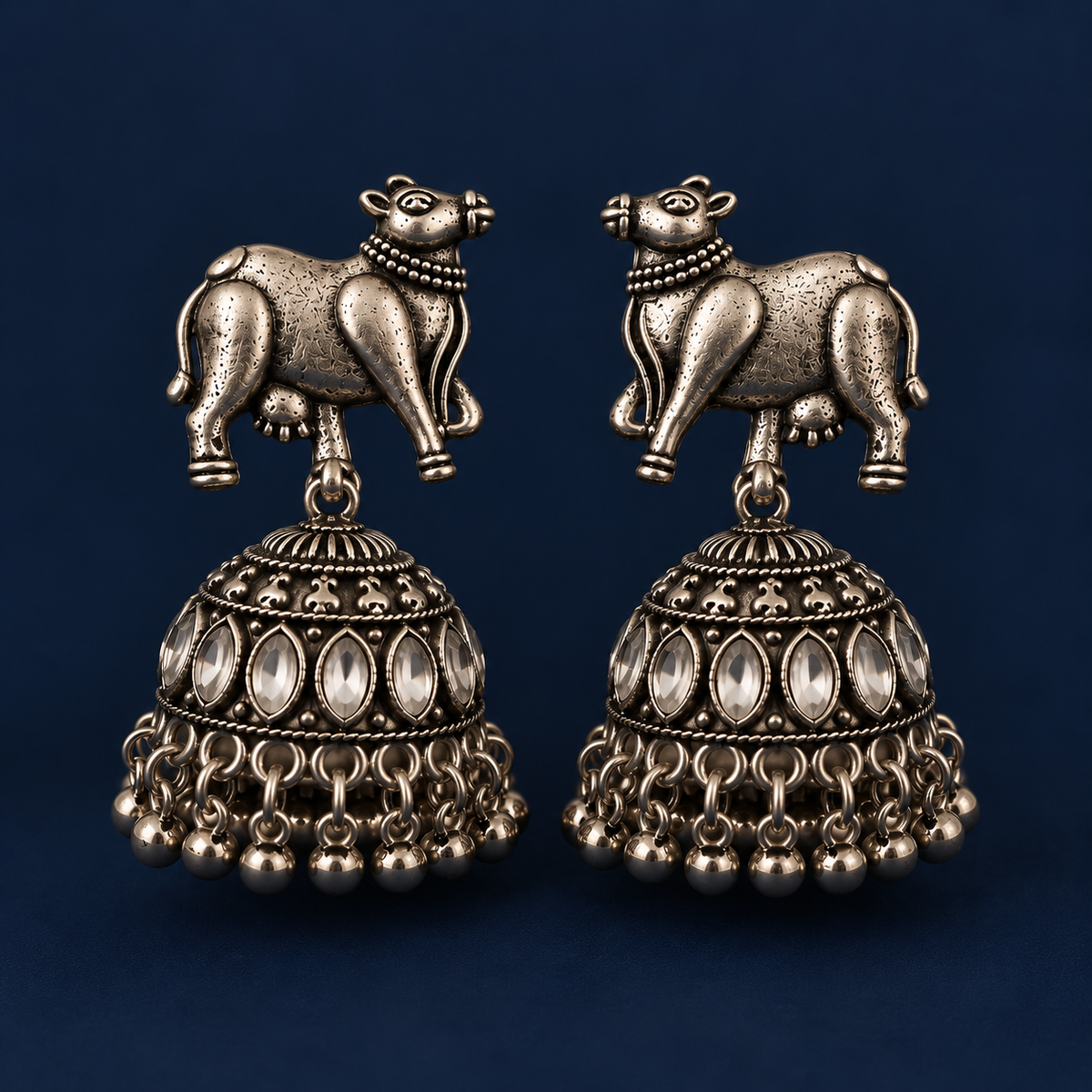 Nandi Heritage Oxidised Jhumka Earrings