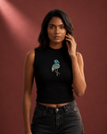 Azure Flamingo Embellished Top