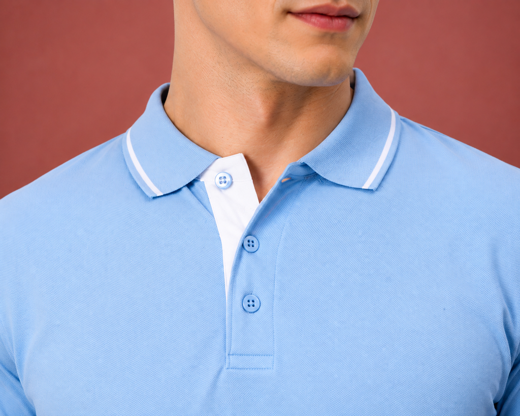Premium Polo T-Shirt – Sky Blue