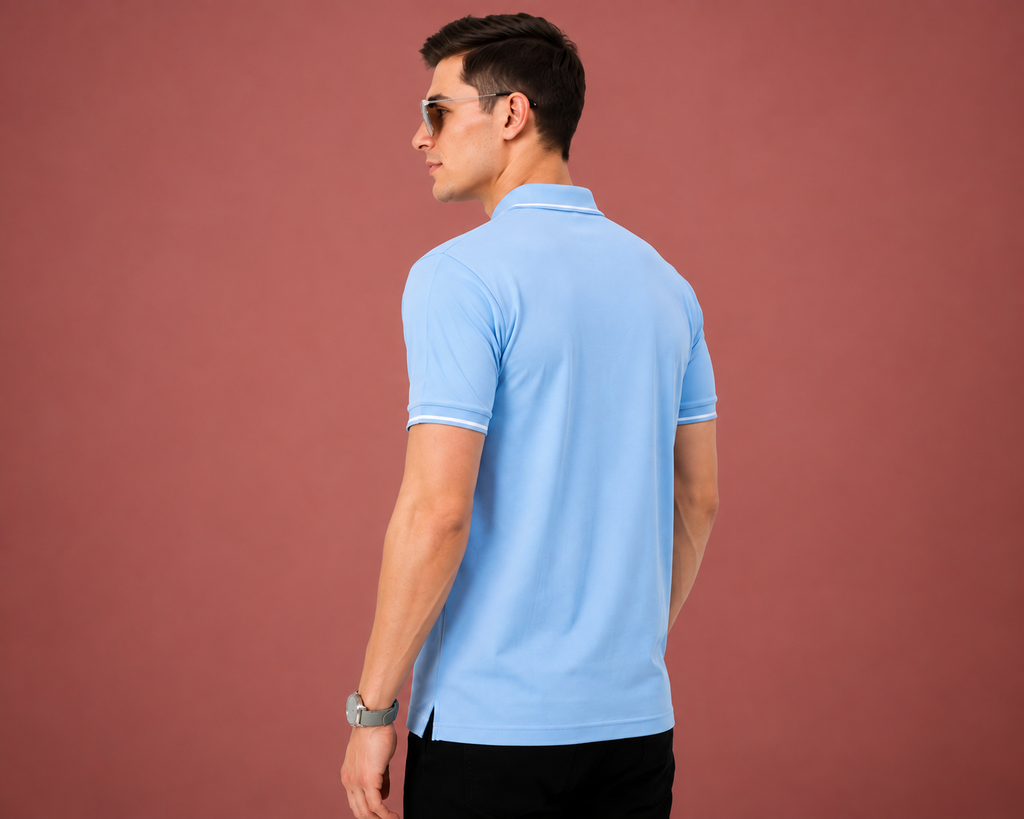 Premium Polo T-Shirt – Sky Blue