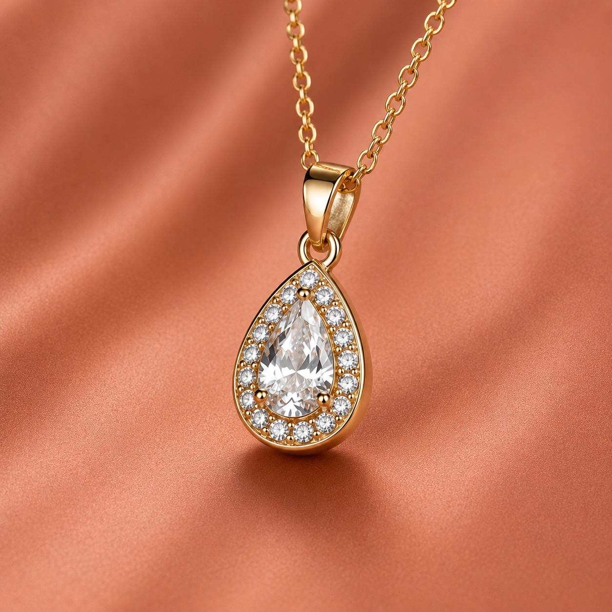Luna Teardrop Necklace – Gold