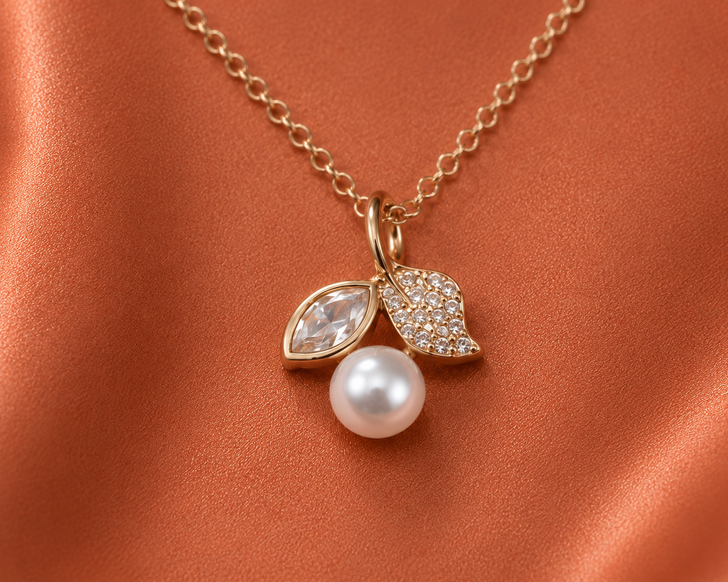 Pearl Leaf Necklace – Gold