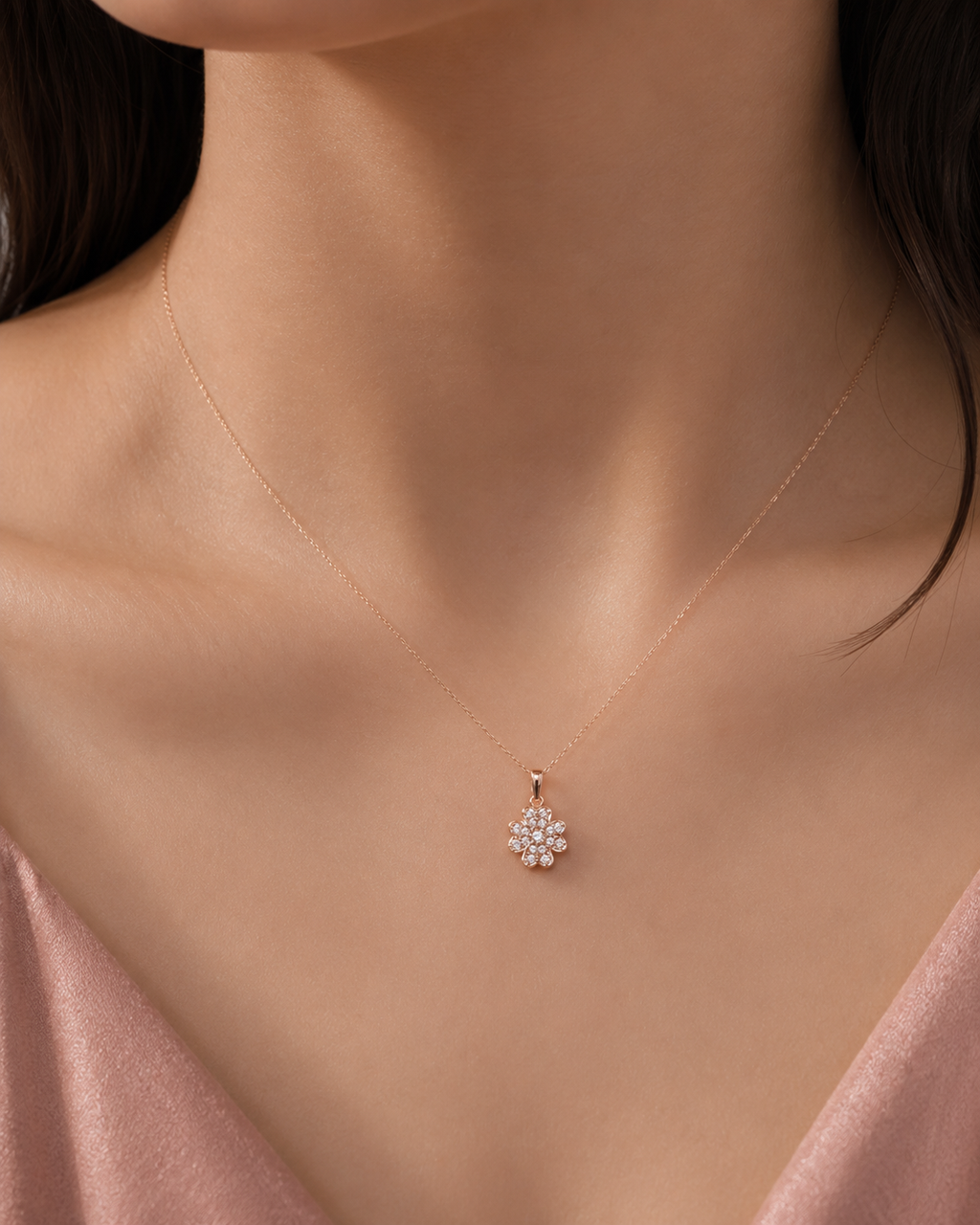 Rose Gold Floral Necklace