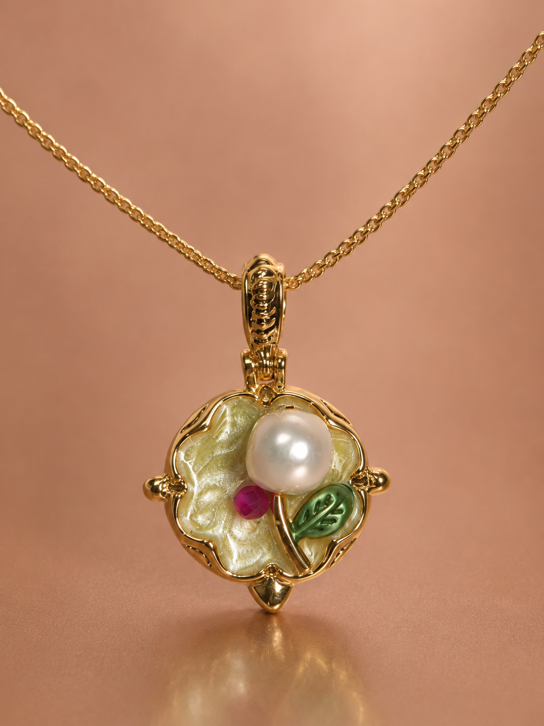 Pearl Bloom Floral Necklace – Gold