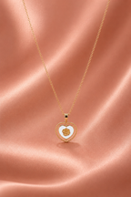 Elegant Gold Heart Pendant Necklace with White Enamel
