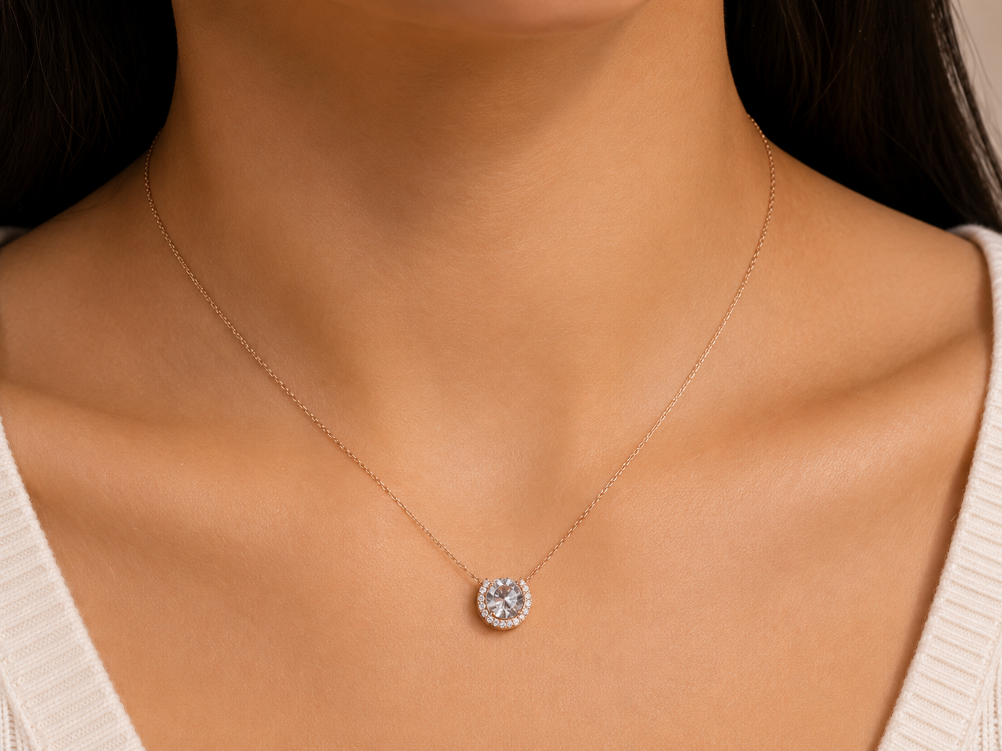 Rose Gold Half Halo Necklace