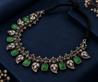 Neelara Teal Stone Statement Necklace & Earrings Set