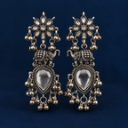 Elephant Oxidised Silver Statement Earrings