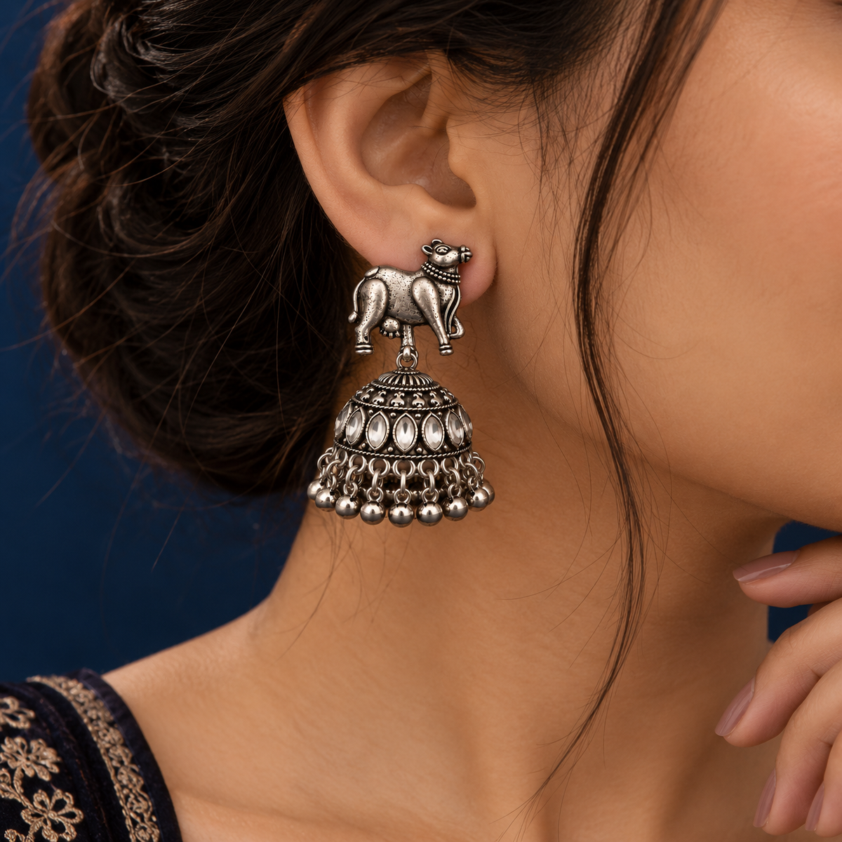 Nandi Heritage Oxidised Jhumka Earrings