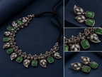 Neelara Teal Stone Statement Necklace & Earrings Set