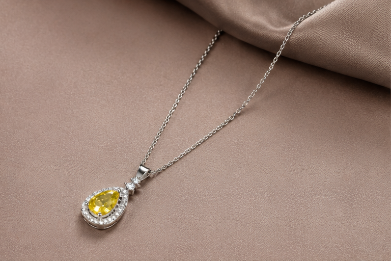 Elegant Yellow Crystal Necklace