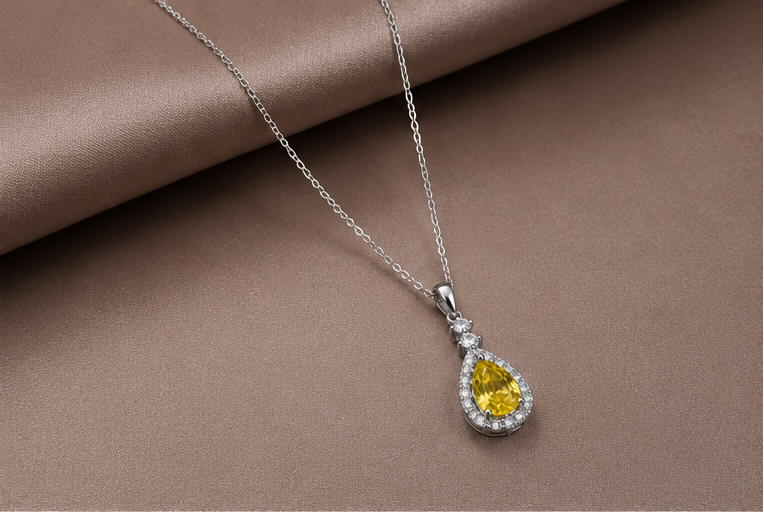 Elegant Yellow Crystal Necklace