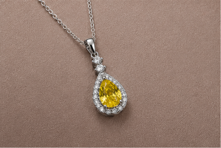 Elegant Yellow Crystal Necklace